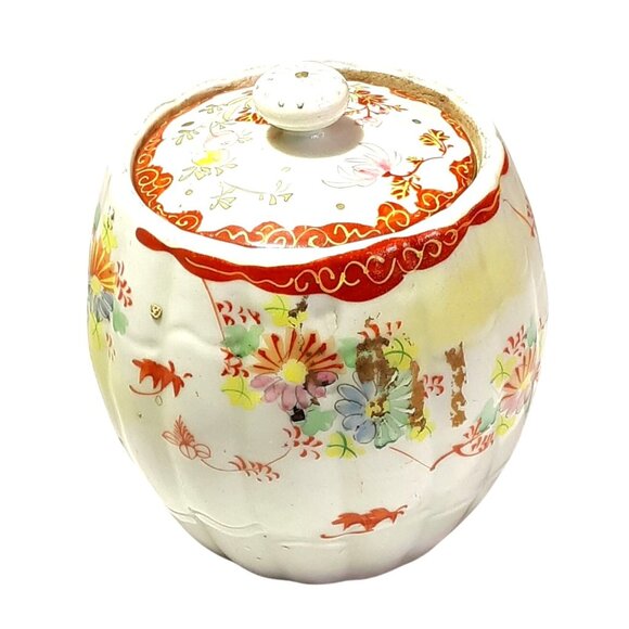 Antique Chinese Porcelain Lidded Tea Caddy Late period Qing Dynasty - Picture 2 of 11